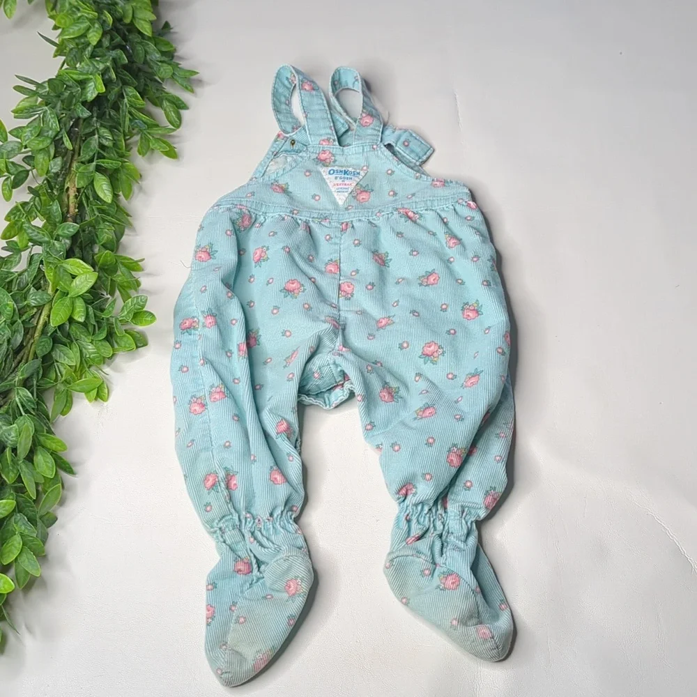 Vintage OshKosh floral overalls 6-9 months USA made